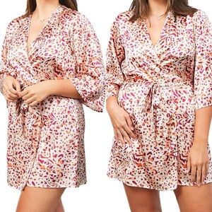 Amanda Uprichard Leopard Print Satin Robe